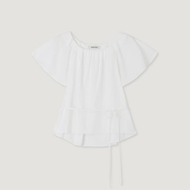 망고매니플리즈 JANE SHIRRING BLOUSE white