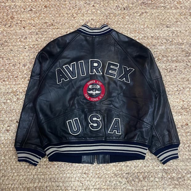 L~XL) 90s 아비렉스usa 스포츠 카우레더 자켓