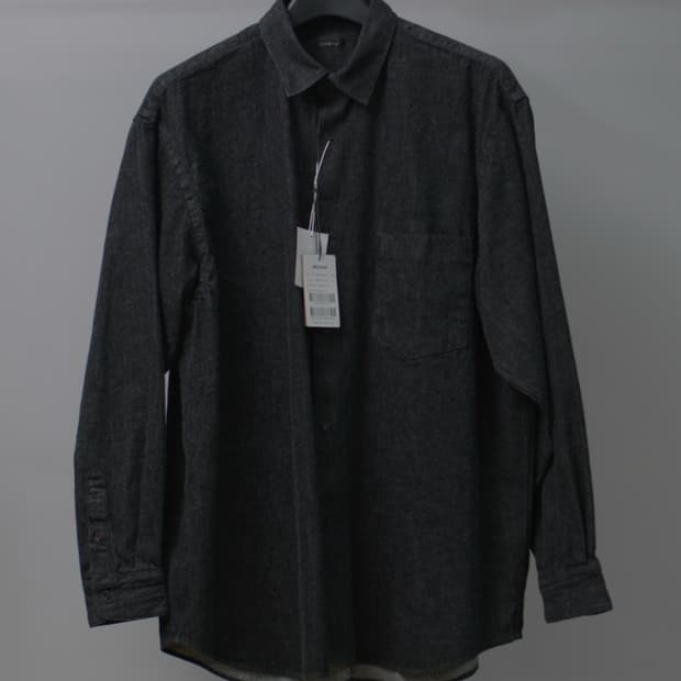 코모리 데님 셔츠 블랙 에크루 