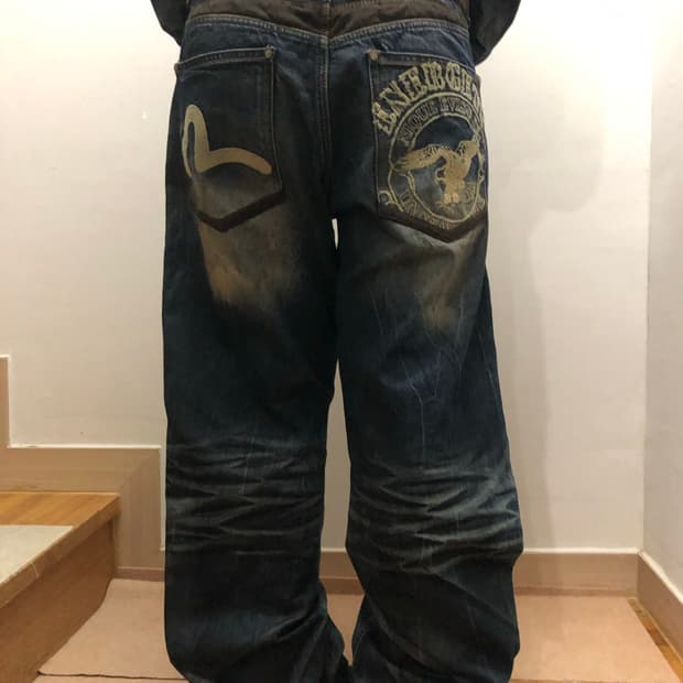 빈티지 에비수 데님 워싱 팬츠