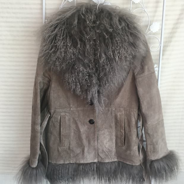 jpn vintage 카키 그레이 스웨이드 리얼 레더 자켓 