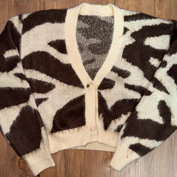 브라운 지브라 퍼 가디건