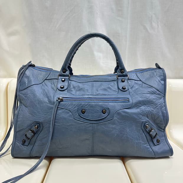 [A 정품] 발렌시아가 시티 모터백 라지 블루