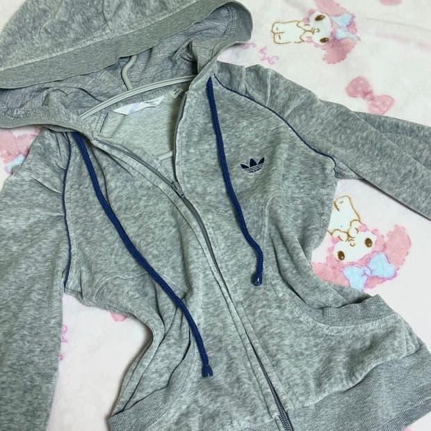 아디다스 대대장 그레이블루 보들 딱붙핏 슬림핏 후드집업 stc진리이코솜