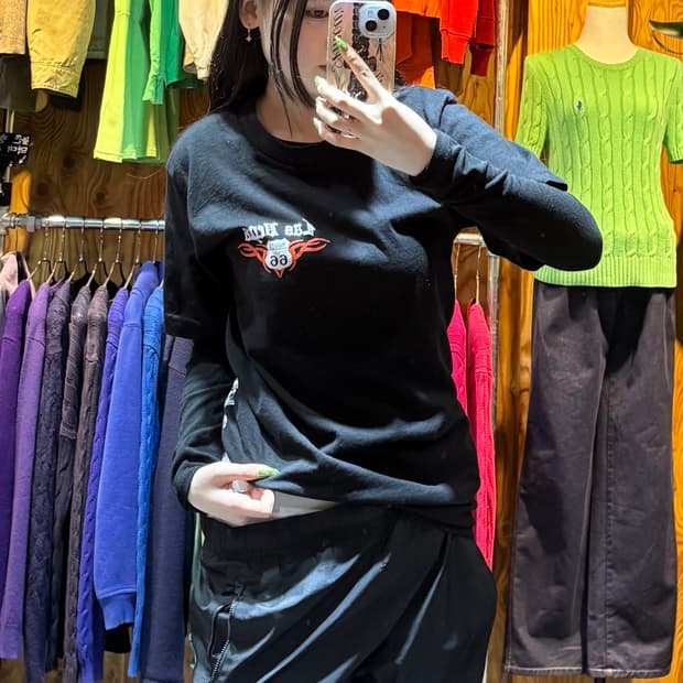 S 바이크 프린팅 블랙 반팔티 