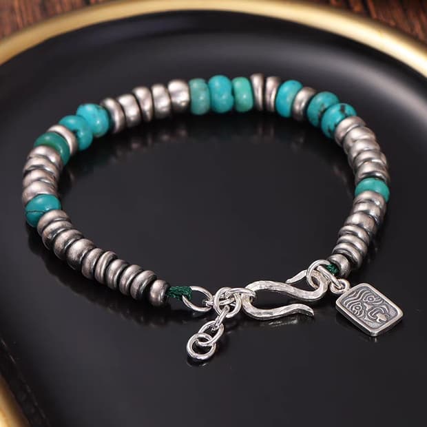 Oceanora 925 실버 터쿼이즈 웰스 팔찌