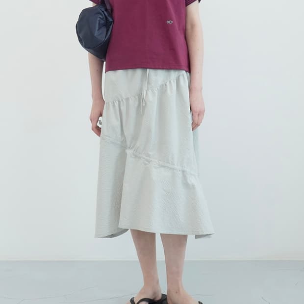 엔조블루스 시어서커 셔링 스커트 (크림)
