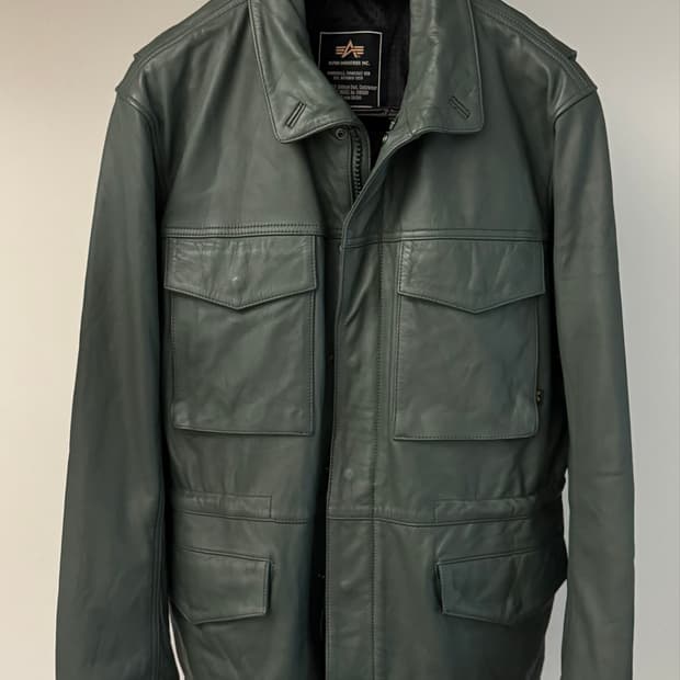 알파 인더스트리 M-65 가죽 필드 자켓 Sage Green