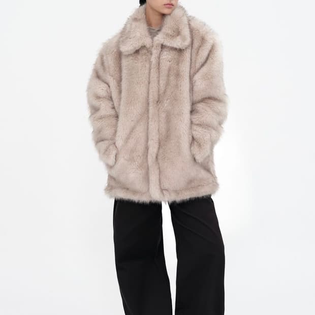 밀로우먼 버클 롱 헤어 퍼 자켓