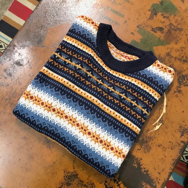 VTG 빈티지 네이비 페어아일 니트 스웨터 남성 105 사이즈