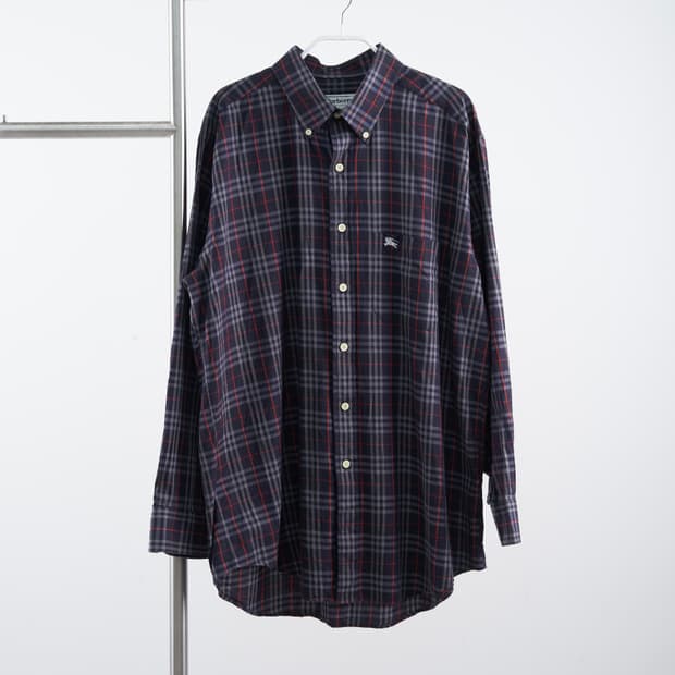 Burberry 런던라벨 노바체크 네이비 셔츠