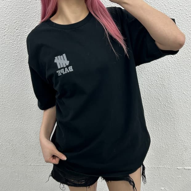 2020 베이프 X 언디피티드 빅사루 블랙 반팔 XL