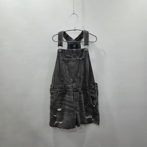 갭 키즈 흑청데님 멜빵 반바지 XL/12/13
