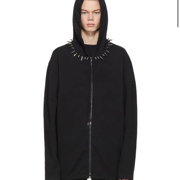 Helmut Lang stud collar hoodie