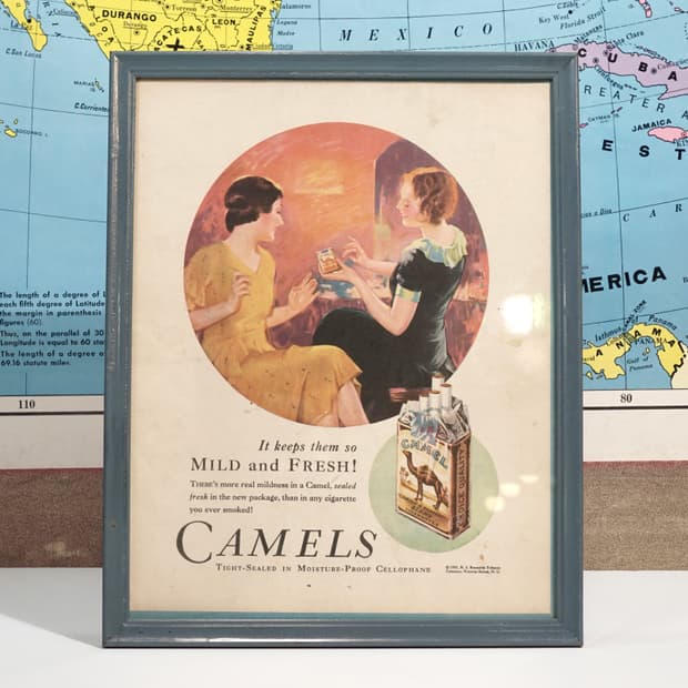 빈티지 소품 1931년 카멜 광고 포스터 액자