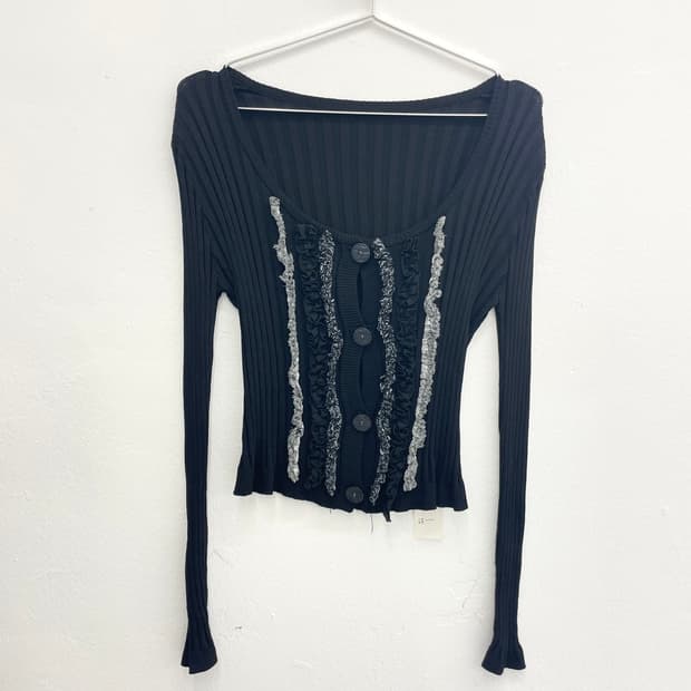 pleated lace button cardigan 