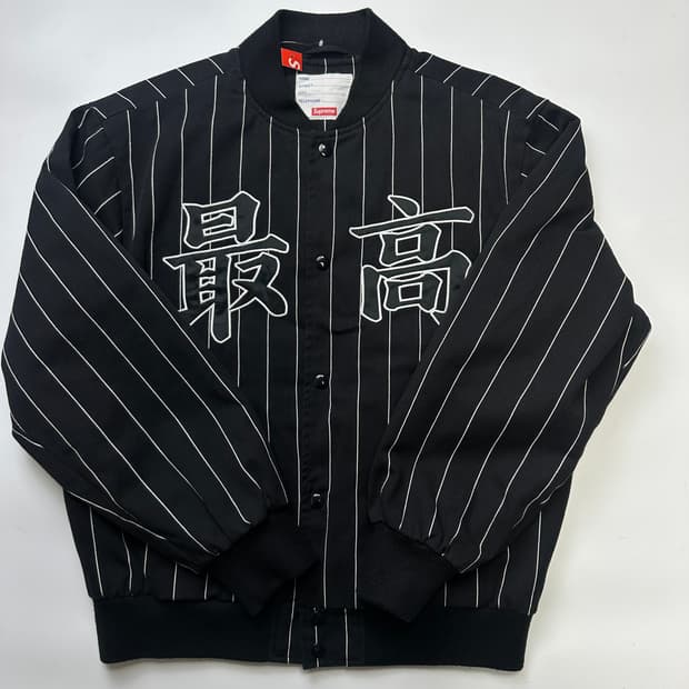 SUPREME 19SS Pinstripe 슈프림 바시티 자켓
