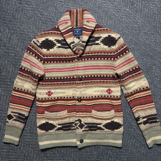 아메리칸 이글 아웃피터스 스트라이프 숄카라 니트 가디건