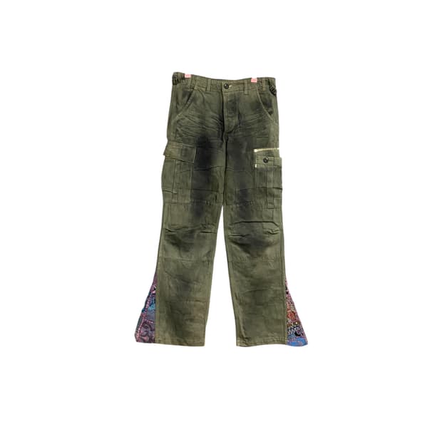 khaki washing pathwork cargo pants