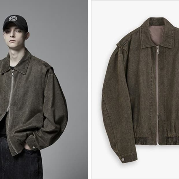 [S] 라퍼지스토어 버핑레더 오버핏 ma-1 재킷 크랙 머스타드