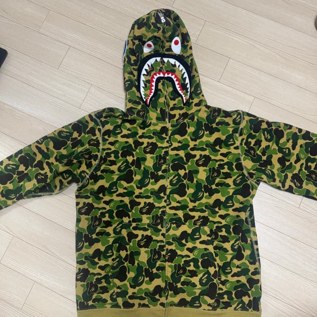 베이프 abc 카모 샤크 풀 집 후드 그린 녹계