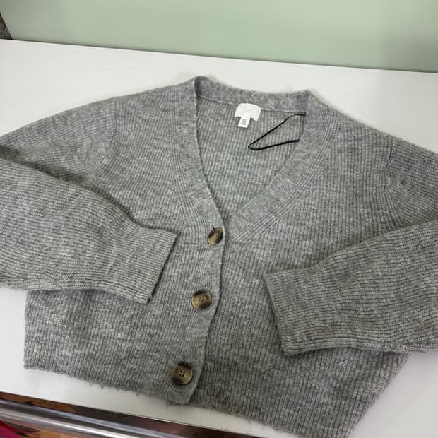 우먼FREE H&M 그레이 오버핏 크롭니트