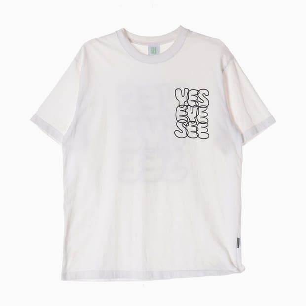 예스아이씨 버블 로고 화이트 반팔티 L