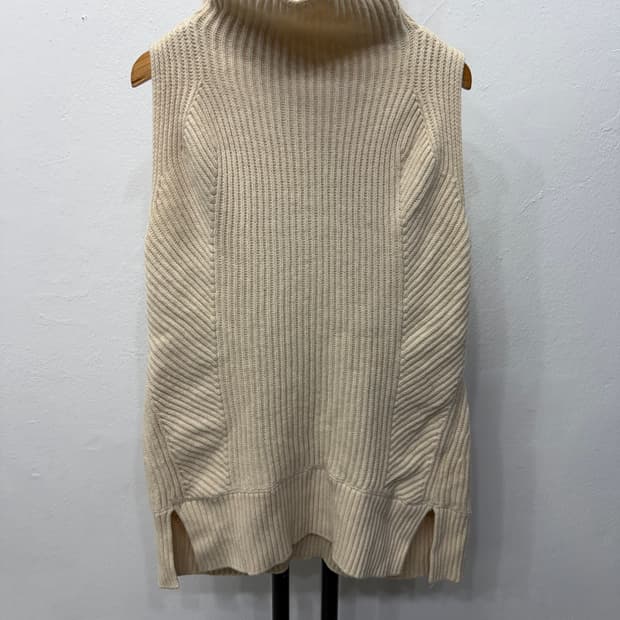 정품) VINCE 빈스 아이보리 골지 니트 탑 S