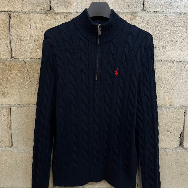 폴로 랄프 로렌 케이블 하프 집업 니트