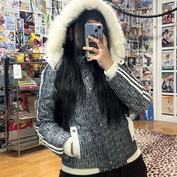 에고이스트 모노그램 갸루 퍼 후드 패딩 점퍼