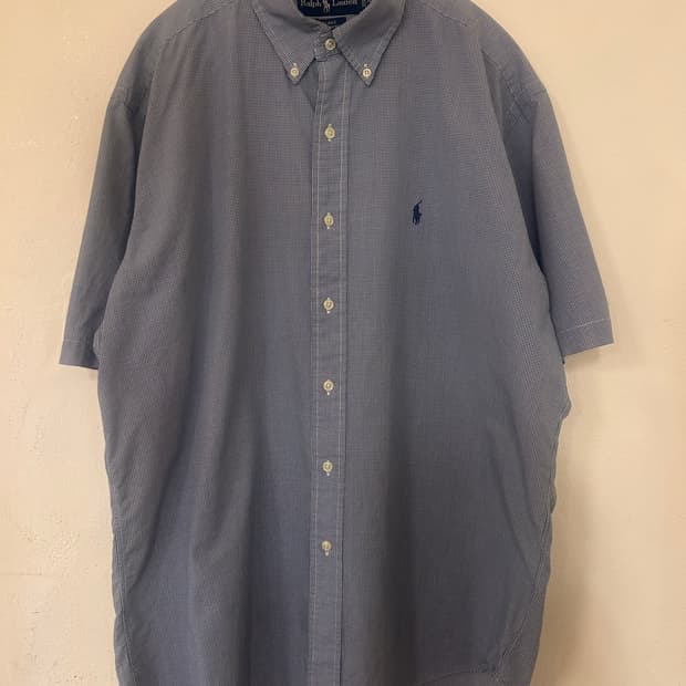 폴로 랄프로렌 네이비 체크 반팔 셔츠 M (실측110)