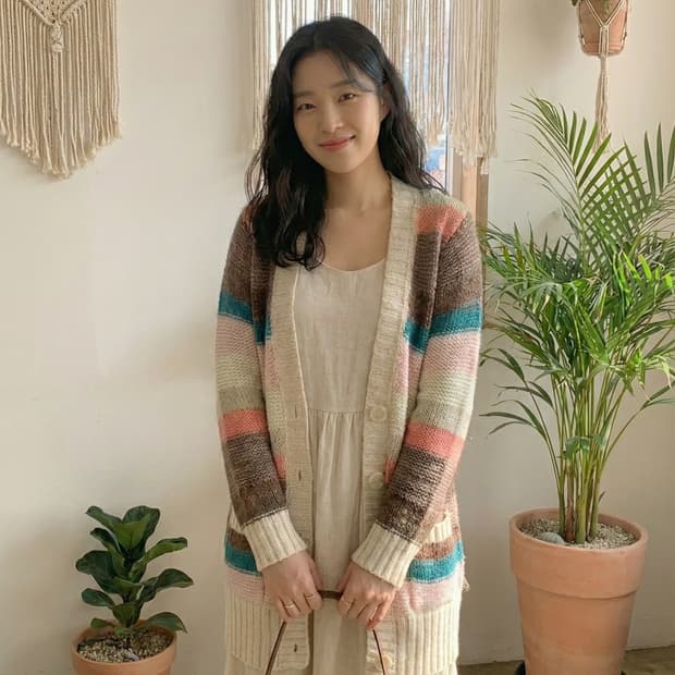 힐피거데님 스트라이프 롱 가디건 XS