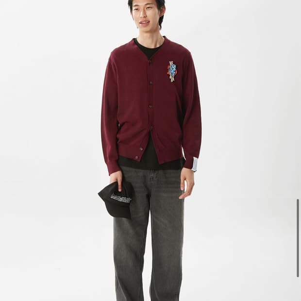 준태킴 봄 여름 버건디 가디건 