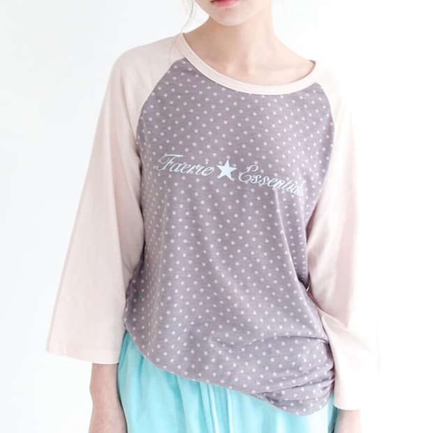 샵페어리 도트 나그랑 칠부티 dot raglan sleeve top