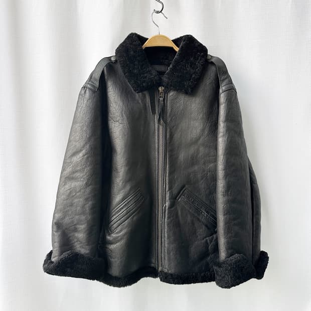 할리데이비슨 빈티지 B-3 무스탕 자켓 블랙 L