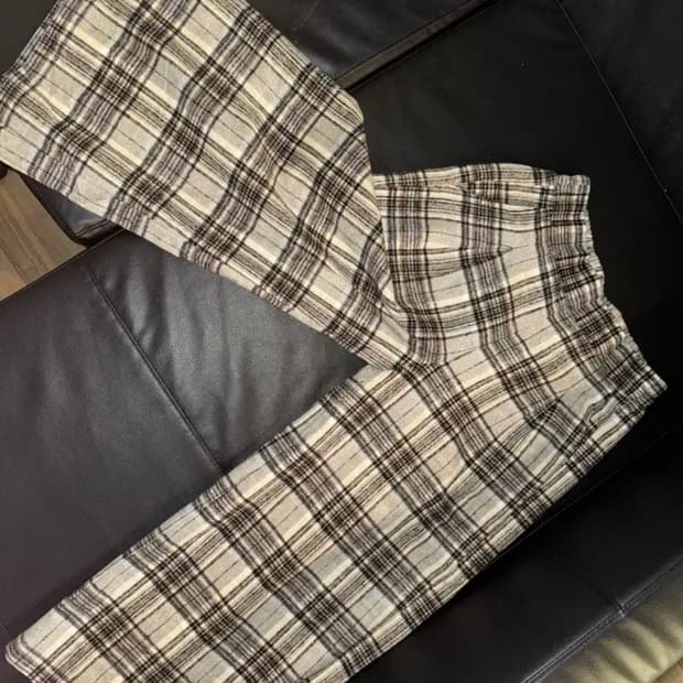 (L) 일본 빈티지 체크무늬 와이드 팬츠