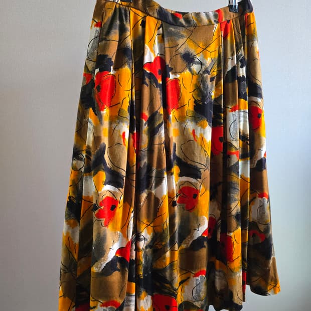 vintage Painterly Soft Flare Skirt