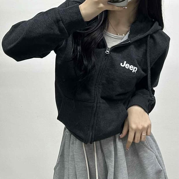 Jeep 지프 그레이 스웻 후드집업 희귀져지(S)