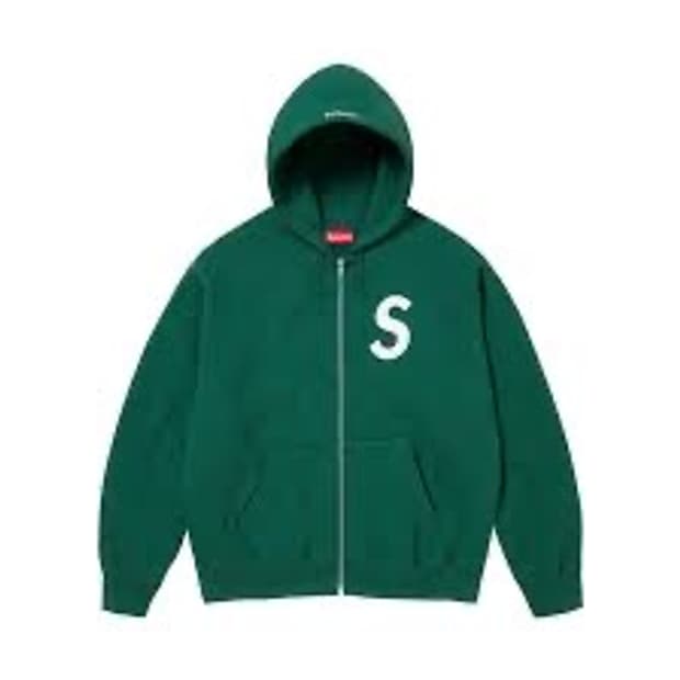 슈프림 S로고 후드 집업 그린 L 23fw