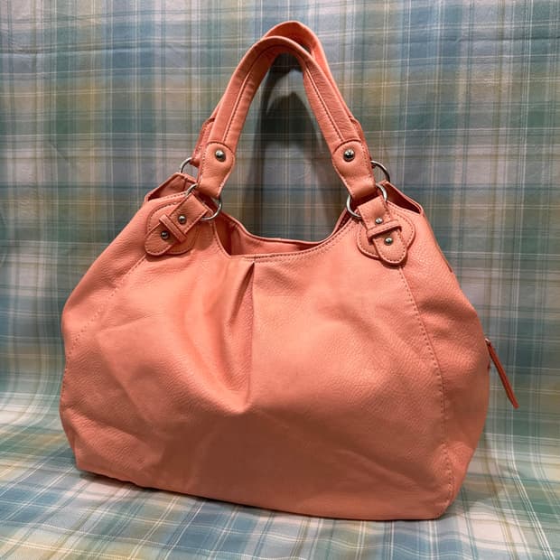 Real Leather Coral Color Handbag