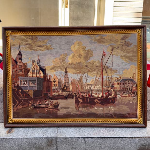 빈티지 소품 우드 프레임 태피스트리 아트워크