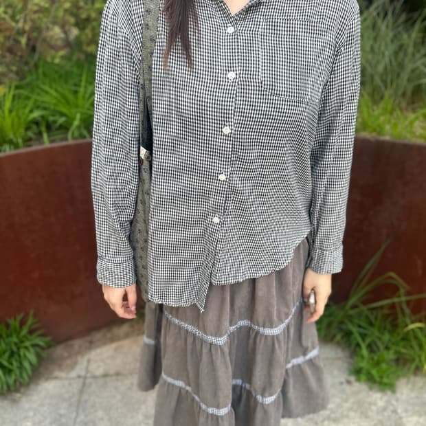 Japenese vintage 포켓 체크 셔츠