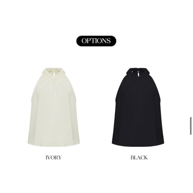 벨 리본 홀터넥 플레어 블라우스 아이보리