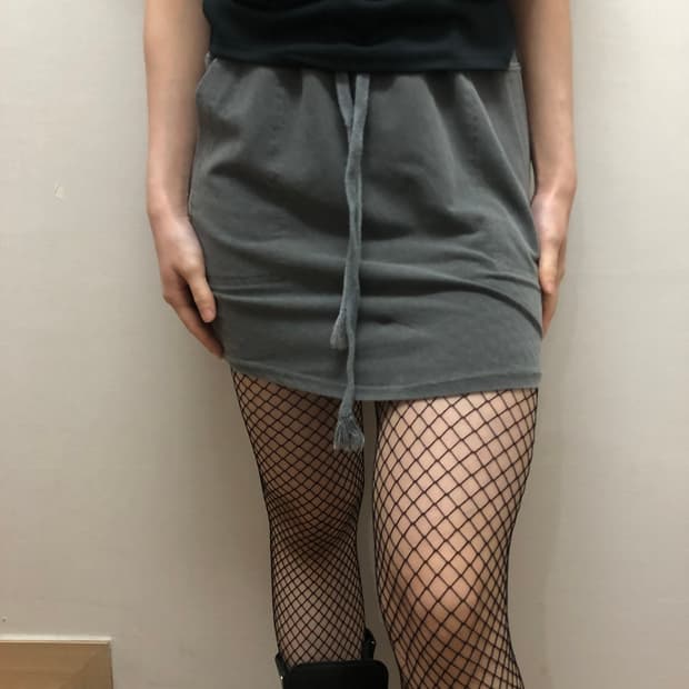 빈티지 그레이 코튼 미니 스커트
