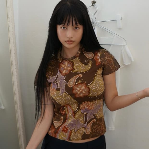 Ethnic Mesh Sleeve Top