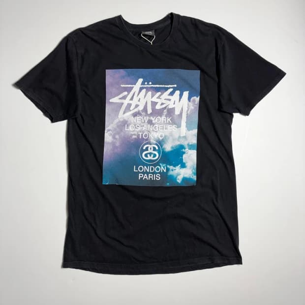 스투시 STUSSY 구름 그래픽 월드투어 코튼 반팔 티셔츠 R2115