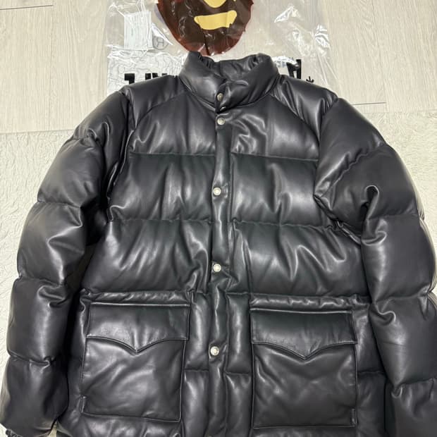 (XXL,2XL)BAPE 베이프 레더 다운 자켓 패딩