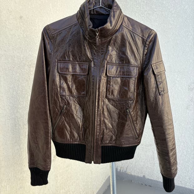 53 brown leather bomber jacket