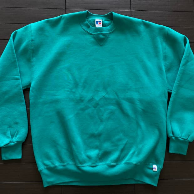 (XL) 90s 빈티지 러셀 스웻셔츠 틸그린 USA