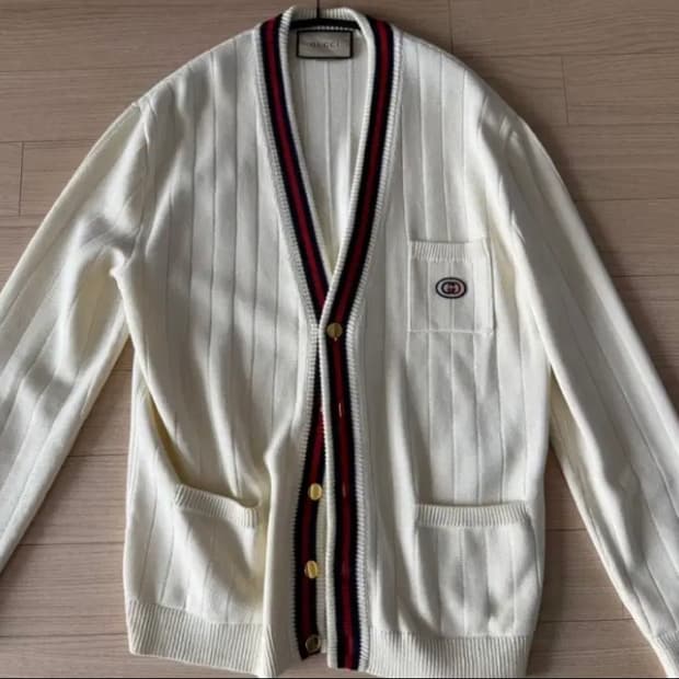 구찌gg로고 가디건 화이트